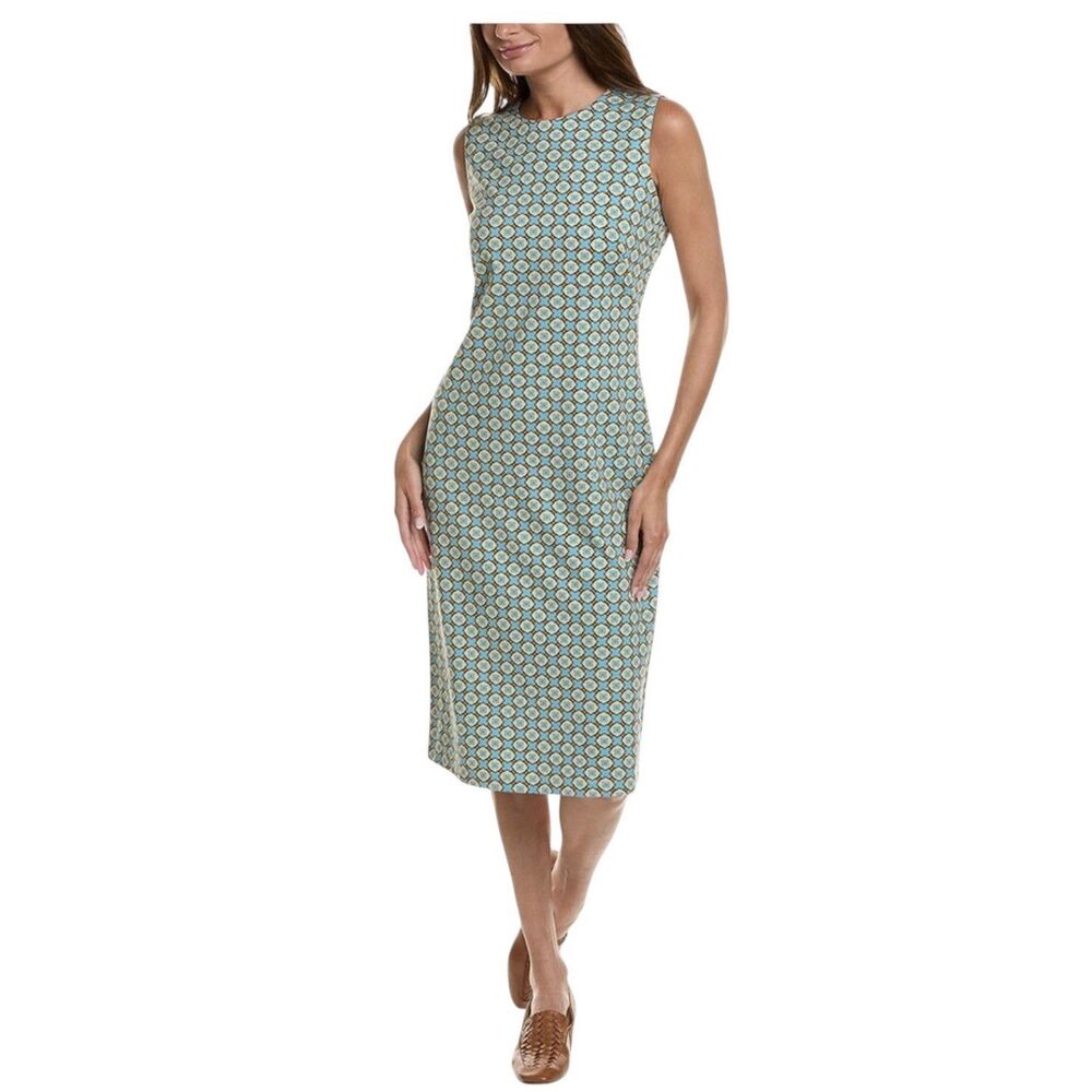 J.McLaughlin XS Yellow Aqua Diamond Check Sleeveless Devonshire Dress